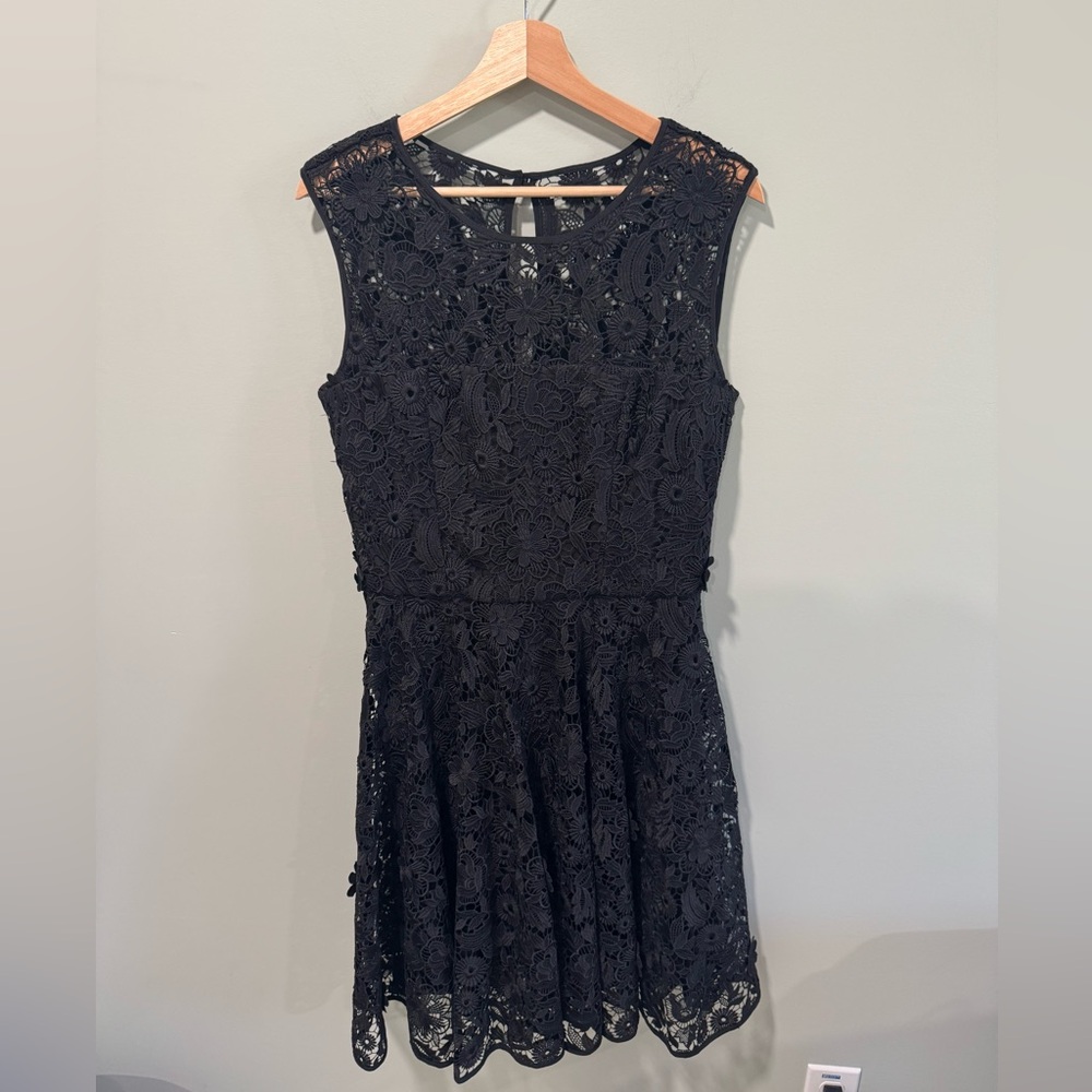 Milly Black Floral Lace Dress